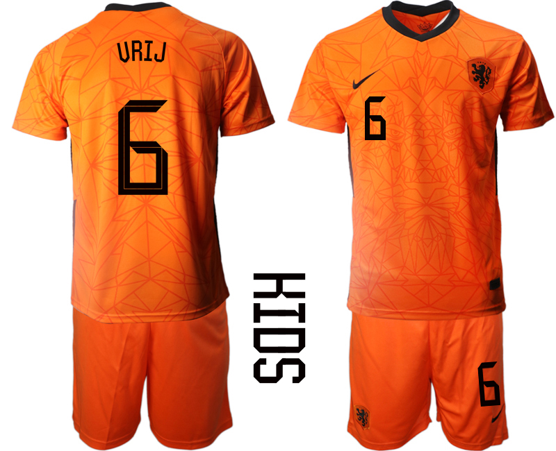 2021 European Cup Netherlands home Youth #6 soccer jerseys->youth soccer jersey->Youth Jersey